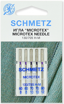 Иглы для швейных машин Schmetz №60-80 для микротекстиля